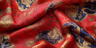 古典华丽风红色织锦面料