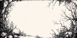 手绘自然风植物边框图案