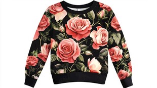 玫瑰印花长袖卫衣