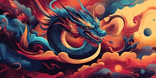 奇幻神龙腾云驾雾图