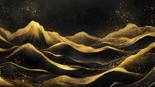 金色山峦星空梦幻背景