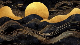 黑金山水间的金日美景