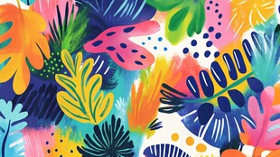 热带多彩植物图案背景