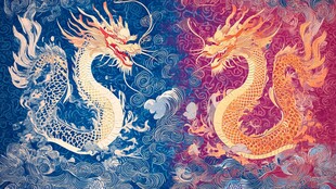 双色祥龙图