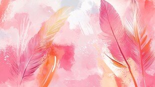 梦幻粉色羽毛水彩背景图