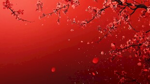 红底繁花 浪漫春日景致