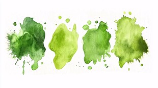 绿色水彩墨渍艺术效果