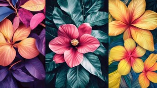 多彩花卉拼贴艺术