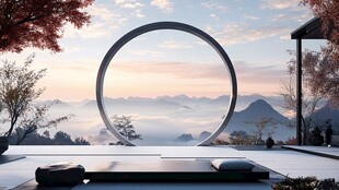 中式山水圆环庭院景观