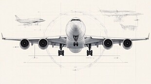飞机设计草图与多视角展示