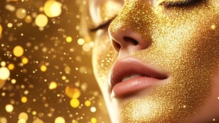 金粉覆面的闪耀女性面容