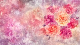 梦幻水彩风多彩玫瑰花海