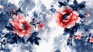 水墨花卉图案背景图