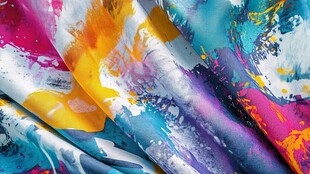 多彩泼墨风印花布料纹理