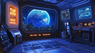 太空飞船内的地球壮丽景象