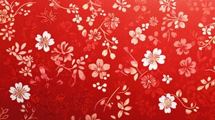 喜庆红底花卉图案背景