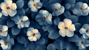 蓝白花卉图案背景纹理