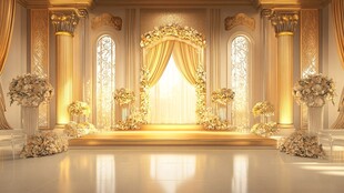 奢华金色欧式婚礼殿堂场景