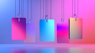 彩色渐变悬挂标签创意图