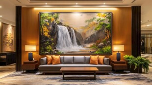 客厅中式山水挂画装饰美