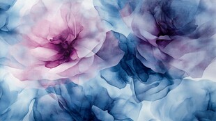 梦幻蓝紫花卉水彩图案