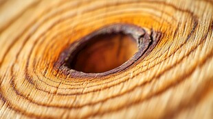 木材截面的孔洞纹理特写