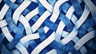 蓝白交织的几何编织图案