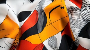 抽象几何图案丝绸面料