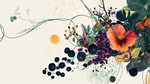 梦幻花卉水彩插画背景