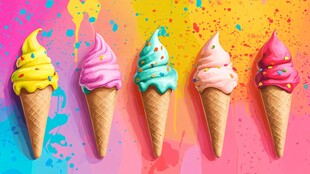 多彩冰淇淋排列展示