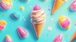 缤纷冰淇淋与马卡龙的甜蜜世界