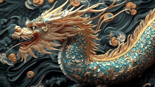 中式精美龙雕塑艺术形象