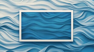 蓝色波浪背景中的空白框架