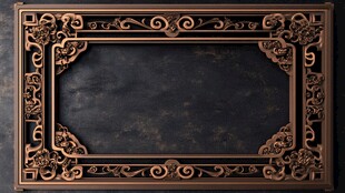 复古雕花黑金边框框架