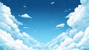 梦幻蓝天与蓬松云朵