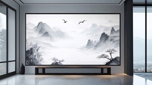 中式水墨风客厅山水壁画