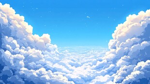 梦幻云端的蓝色天空景象