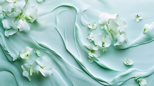 淡绿背景上的唯美白花