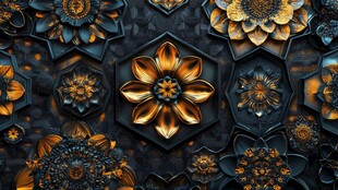 黑金花卉立体纹理图案