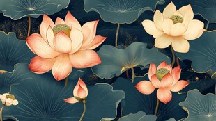 夏日荷花绽放图