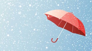 飘雪下的红伞