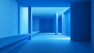 蓝色极简主义空旷室内空间