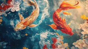 双锦鲤畅游梦幻水世界