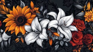 花卉图案 多彩花朵的视觉盛宴