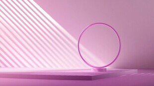 粉色圆环展示台光影效果