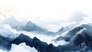 水墨山川云海意境图