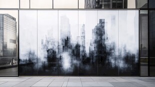 都市水墨风建筑玻璃幕墙