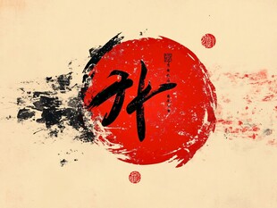 水墨风 升 字创意设计图