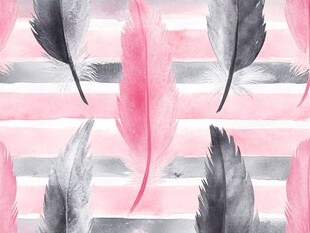 粉灰羽毛条纹水彩图案