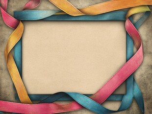 彩带环绕的复古空白画框